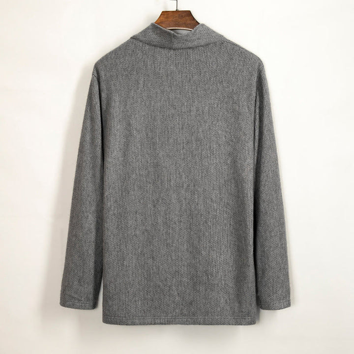 Camicia da uomo in cotone a maniche lunghe con colletto irregolare e motivo Buddha Stones - image 3