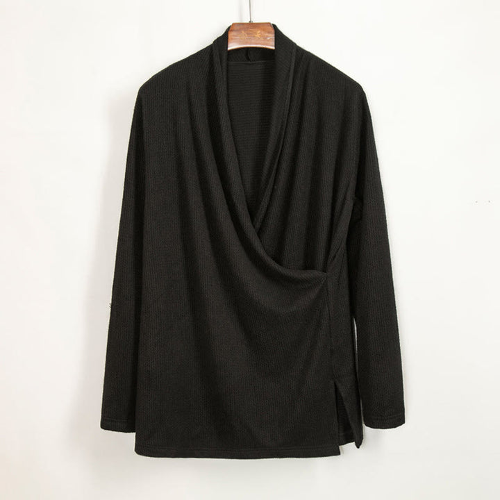 Camicia da uomo in cotone a maniche lunghe con colletto irregolare e motivo Buddha Stones - Nero - US/UK/AU44, EU54 (4XL) - image 0
