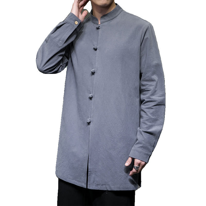 Giacca e camicia da uomo in cotone a maniche lunghe con bottoni cinesi Buddha Stones , semplice abito Tang - image 10