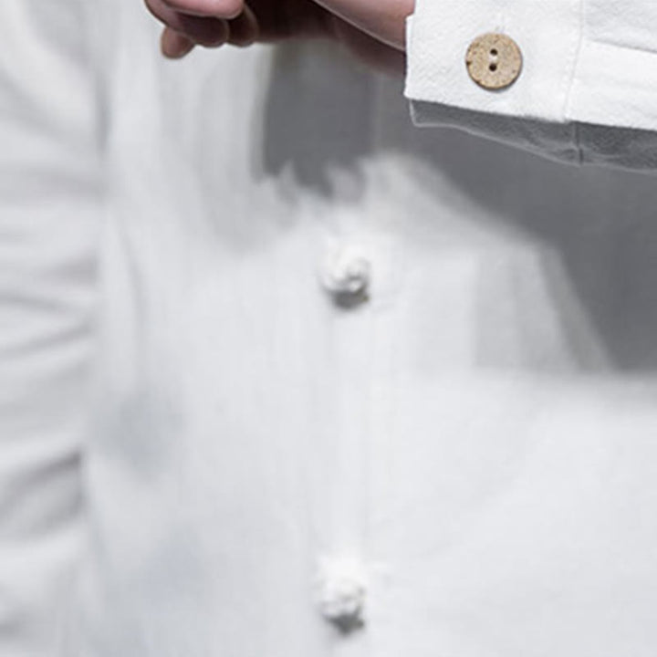 Giacca e camicia da uomo in cotone a maniche lunghe con bottoni cinesi Buddha Stones , semplice abito Tang - image 21