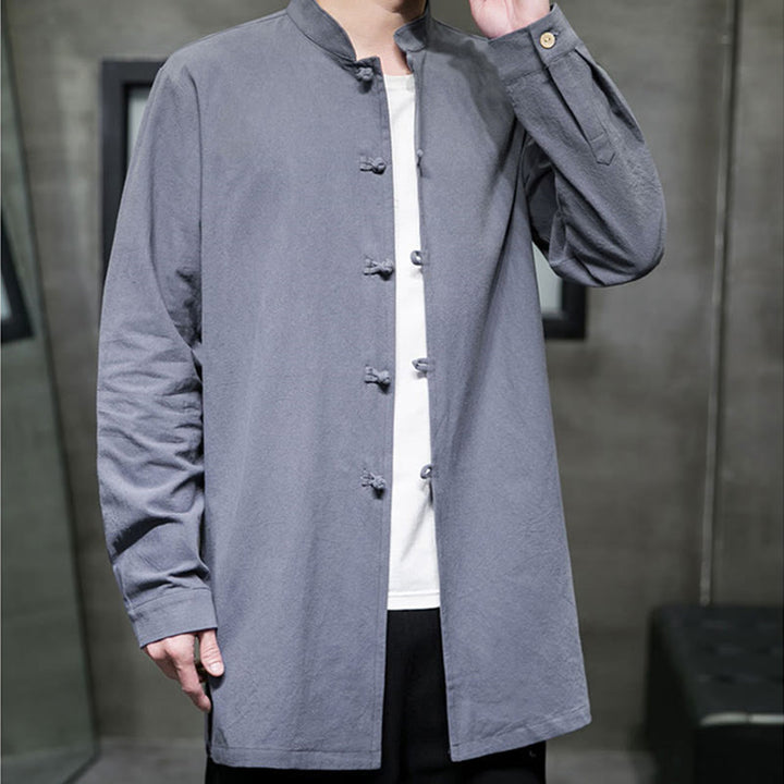 Giacca e camicia da uomo in cotone a maniche lunghe con bottoni cinesi Buddha Stones , semplice abito Tang - image 2