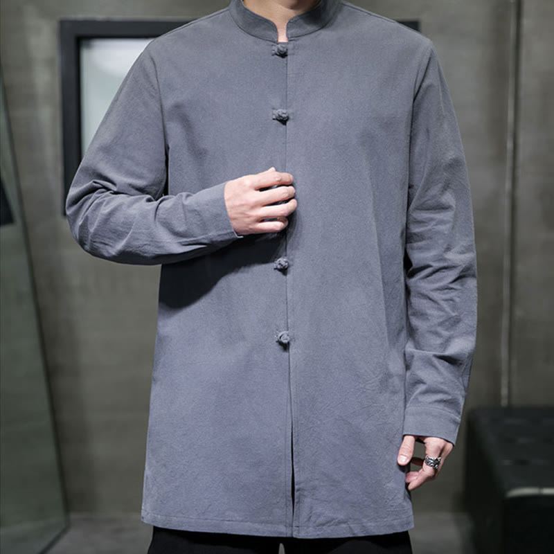 Giacca e camicia da uomo in cotone a maniche lunghe con bottoni cinesi Buddha Stones , semplice abito Tang - image 5