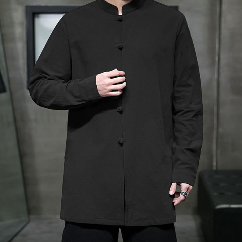Giacca e camicia da uomo in cotone a maniche lunghe con bottoni cinesi Buddha Stones , semplice abito Tang - image 25