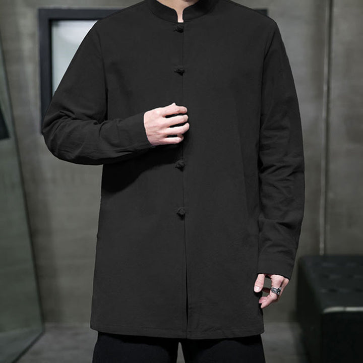 Giacca e camicia da uomo in cotone a maniche lunghe con bottoni cinesi Buddha Stones , semplice abito Tang - image 25