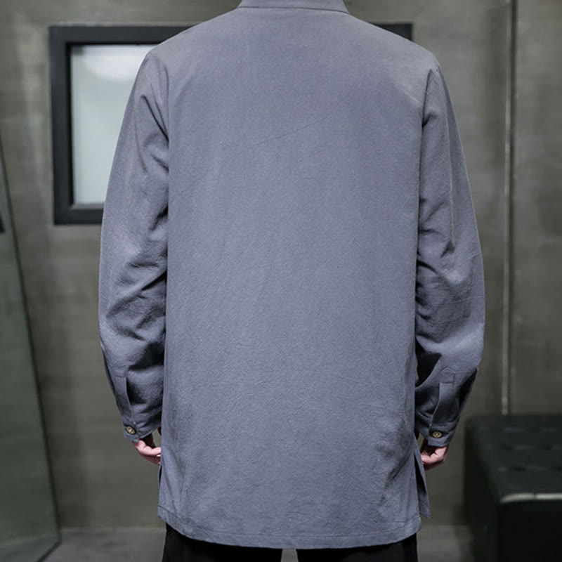Giacca e camicia da uomo in cotone a maniche lunghe con bottoni cinesi Buddha Stones , semplice abito Tang - image 6