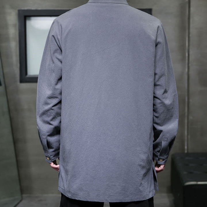 Giacca e camicia da uomo in cotone a maniche lunghe con bottoni cinesi Buddha Stones , semplice abito Tang - image 6