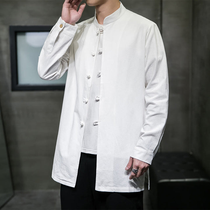 Giacca e camicia da uomo in cotone a maniche lunghe con bottoni cinesi Buddha Stones , semplice abito Tang - image 12
