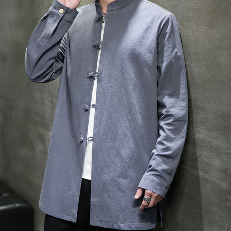 Giacca e camicia da uomo in cotone a maniche lunghe con bottoni cinesi Buddha Stones , semplice abito Tang - image 7
