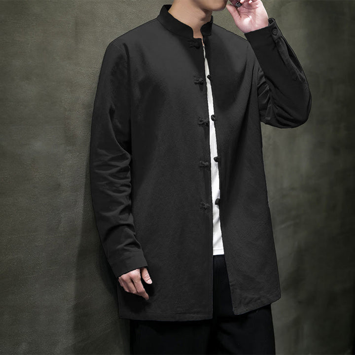 Giacca e camicia da uomo in cotone a maniche lunghe con bottoni cinesi Buddha Stones , semplice abito Tang - image 24