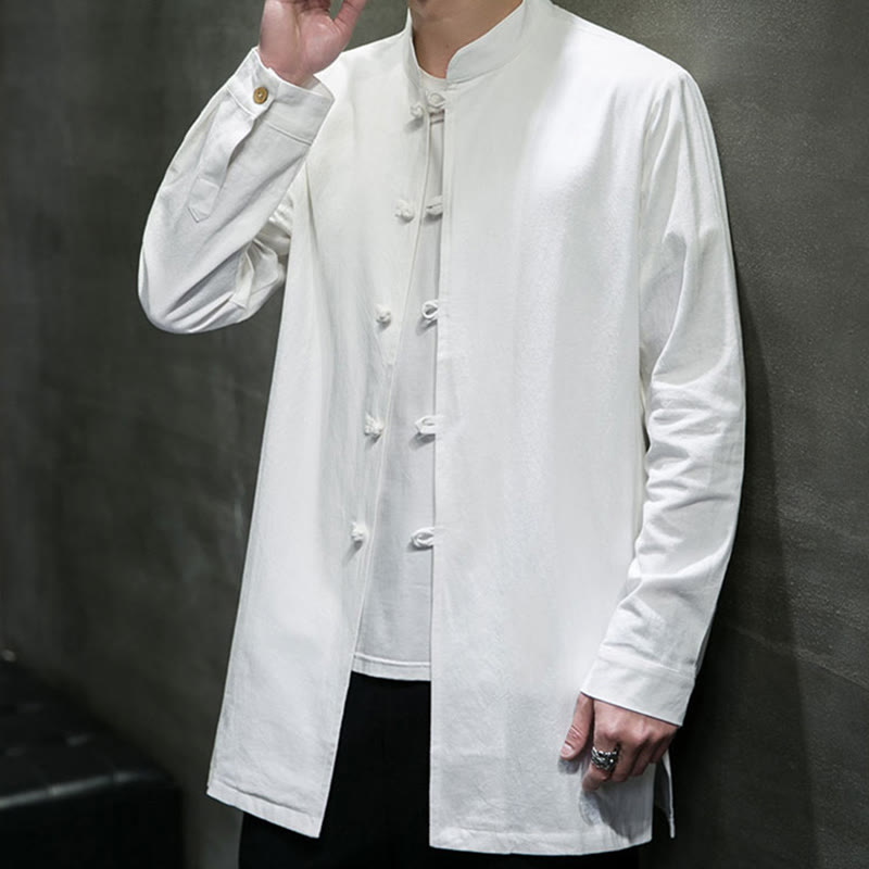 Giacca e camicia da uomo in cotone a maniche lunghe con bottoni cinesi Buddha Stones , semplice abito Tang - image 16