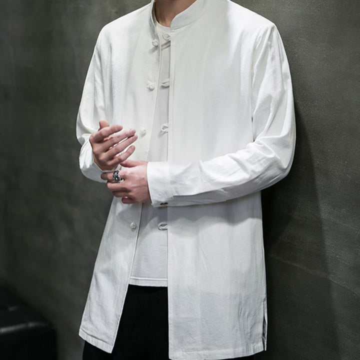 Giacca e camicia da uomo in cotone a maniche lunghe con bottoni cinesi Buddha Stones , semplice abito Tang - image 15