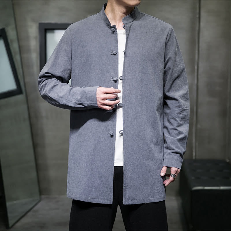 Giacca e camicia da uomo in cotone a maniche lunghe con bottoni cinesi Buddha Stones , semplice abito Tang - image 1