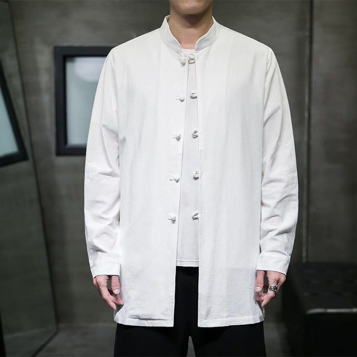 Giacca e camicia da uomo in cotone a maniche lunghe con bottoni cinesi Buddha Stones , semplice abito Tang - image 13