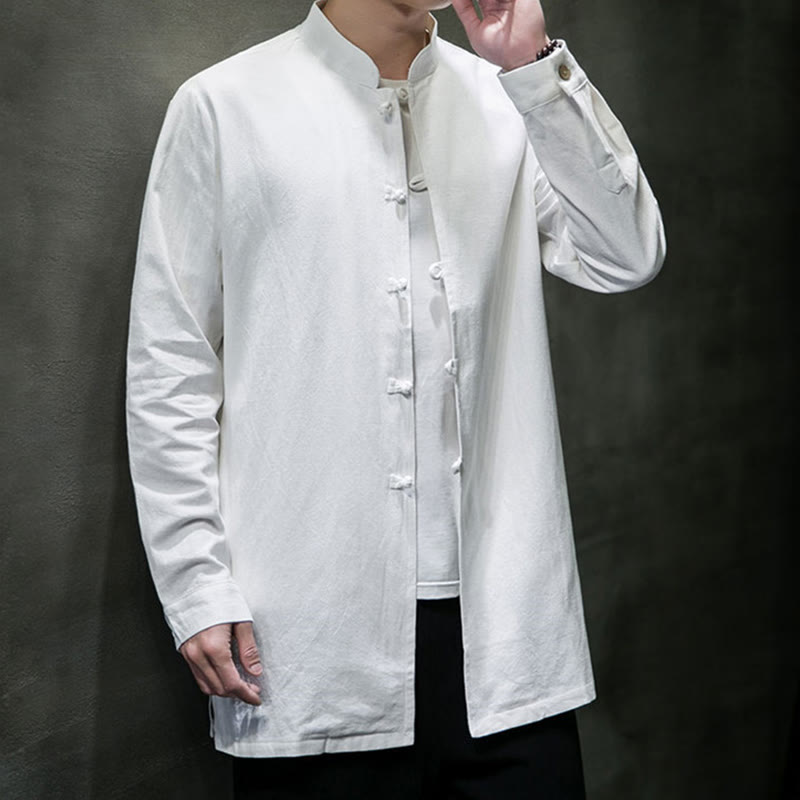 Giacca e camicia da uomo in cotone a maniche lunghe con bottoni cinesi Buddha Stones , semplice abito Tang - image 17