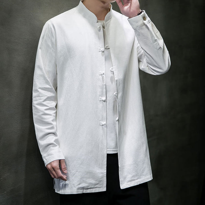 Giacca e camicia da uomo in cotone a maniche lunghe con bottoni cinesi Buddha Stones , semplice abito Tang - image 17