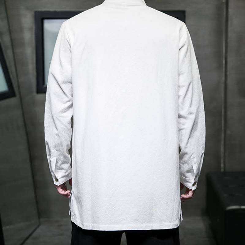 Giacca e camicia da uomo in cotone a maniche lunghe con bottoni cinesi Buddha Stones , semplice abito Tang - image 14