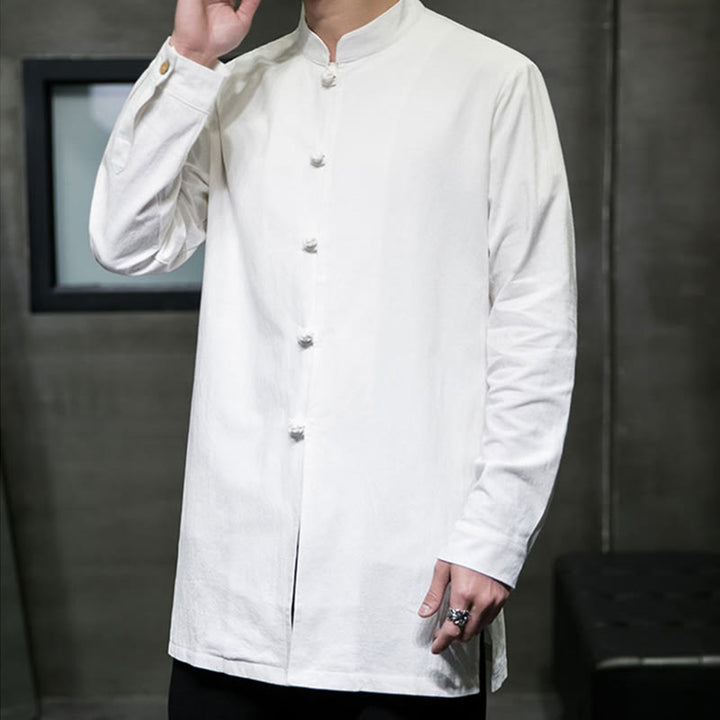 Giacca e camicia da uomo in cotone a maniche lunghe con bottoni cinesi Buddha Stones , semplice abito Tang - image 18