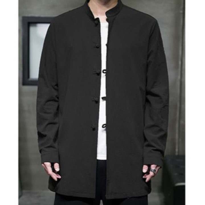 Giacca e camicia da uomo in cotone a maniche lunghe con bottoni cinesi Buddha Stones , semplice abito Tang - image 27