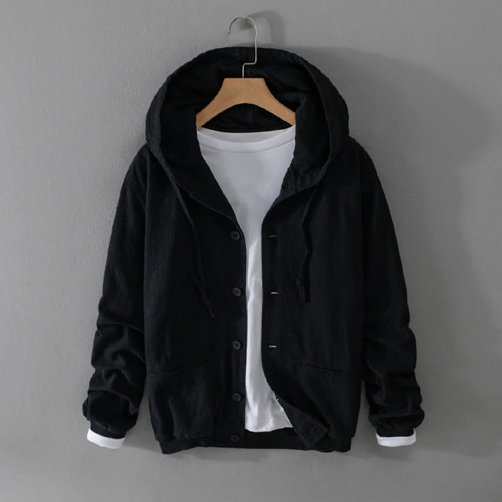 Felpa con cappuccio e orlo a coste con motivo Buddha Stones, manica lunga, da uomo, in cotone e lino, con tasche - Nero - US/UK/AU42, EU52 (3XL) - image 11