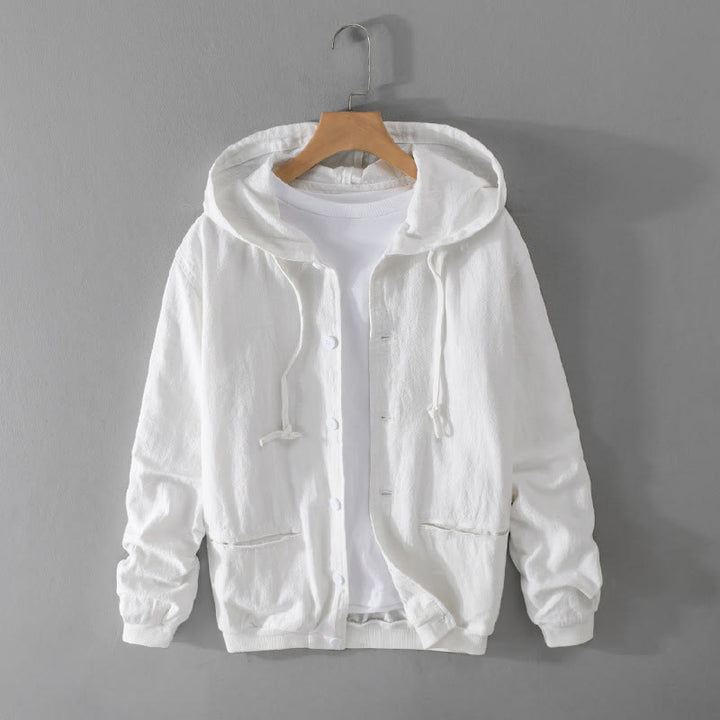 Felpa con cappuccio e orlo a coste con motivo Buddha Stones, manica lunga, da uomo, in cotone e lino, con tasche - Bianco - US/UK/AU42, EU52 (3XL) - image 15