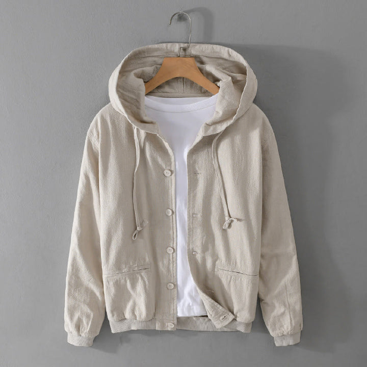 Felpa con cappuccio e orlo a coste con motivo Buddha Stones, manica lunga, da uomo, in cotone e lino, con tasche - Beige - US/UK/AU42, EU52 (3XL) - image 5