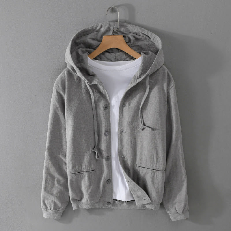 Felpa con cappuccio e orlo a coste con motivo Buddha Stones, manica lunga, da uomo, in cotone e lino, con tasche - Grigio scuro - US/UK/AU42, EU52 (3XL) - image 0