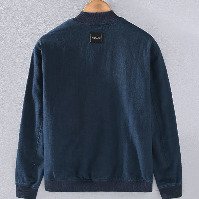 Giacca invernale da uomo in cotone e lino con maniche lunghe, tasche e colletto rialzato, modello Buddha Stones , con cerniera - image 3