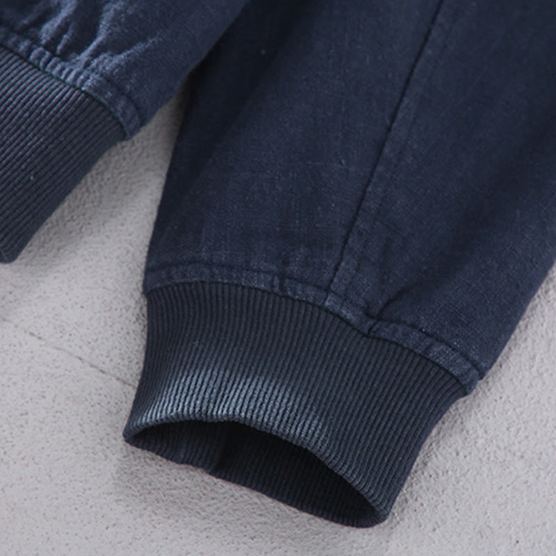 Giacca invernale da uomo in cotone e lino con maniche lunghe, tasche e colletto rialzato, modello Buddha Stones , con cerniera - image 9