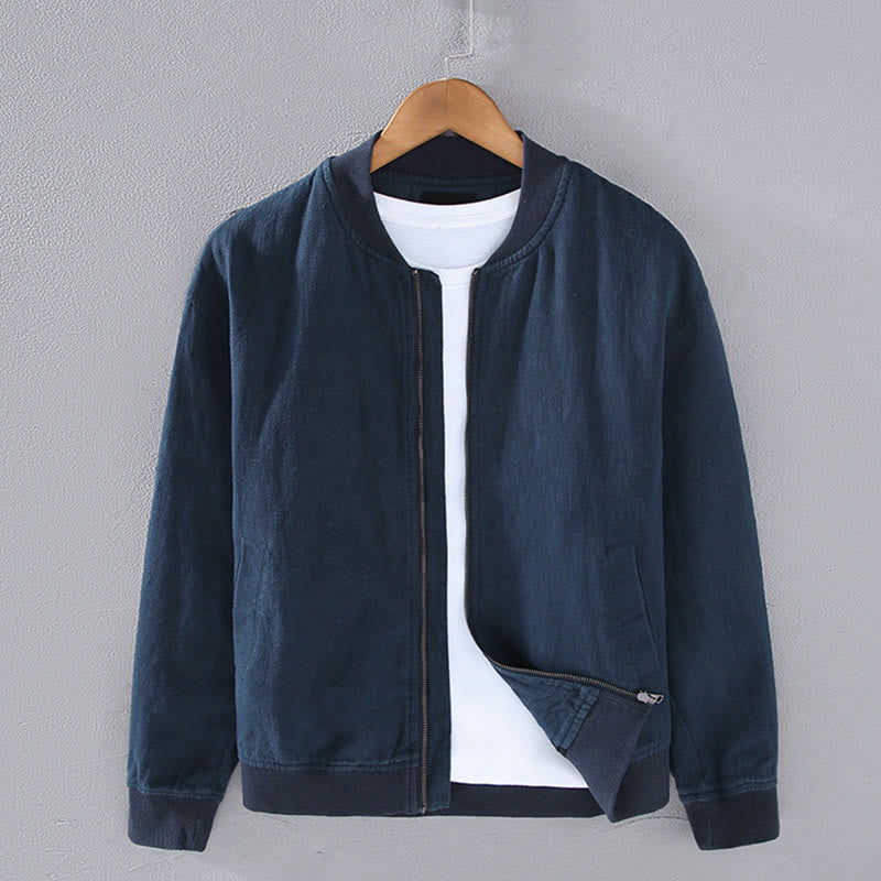 Giacca invernale da uomo in cotone e lino con maniche lunghe, tasche e colletto rialzato, modello Buddha Stones , con cerniera - Marina - US/UK/AU42, EU52 (3XL) - image 1