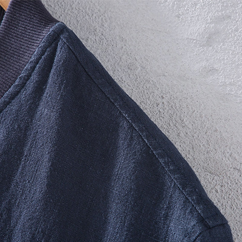 Giacca invernale da uomo in cotone e lino con maniche lunghe, tasche e colletto rialzato, modello Buddha Stones , con cerniera - image 6