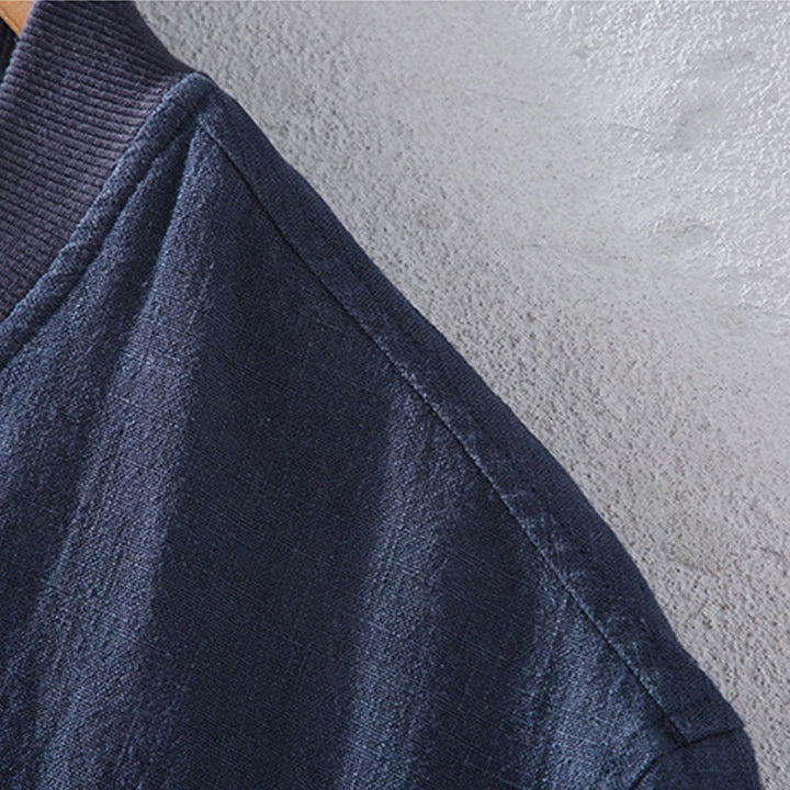 Giacca invernale da uomo in cotone e lino con maniche lunghe, tasche e colletto rialzato, modello Buddha Stones , con cerniera - image 6