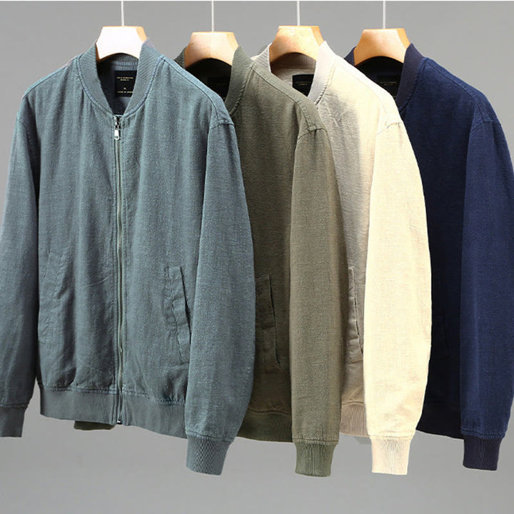 Giacca invernale da uomo in cotone e lino con maniche lunghe, tasche e colletto rialzato, modello Buddha Stones , con cerniera - image 14