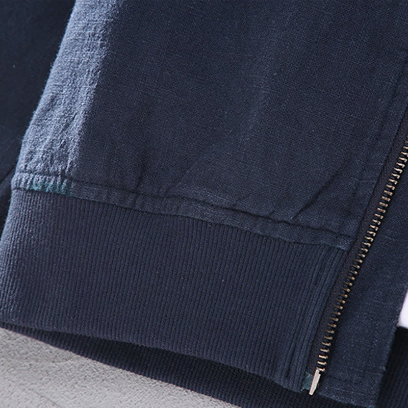 Giacca invernale da uomo in cotone e lino con maniche lunghe, tasche e colletto rialzato, modello Buddha Stones , con cerniera - image 10