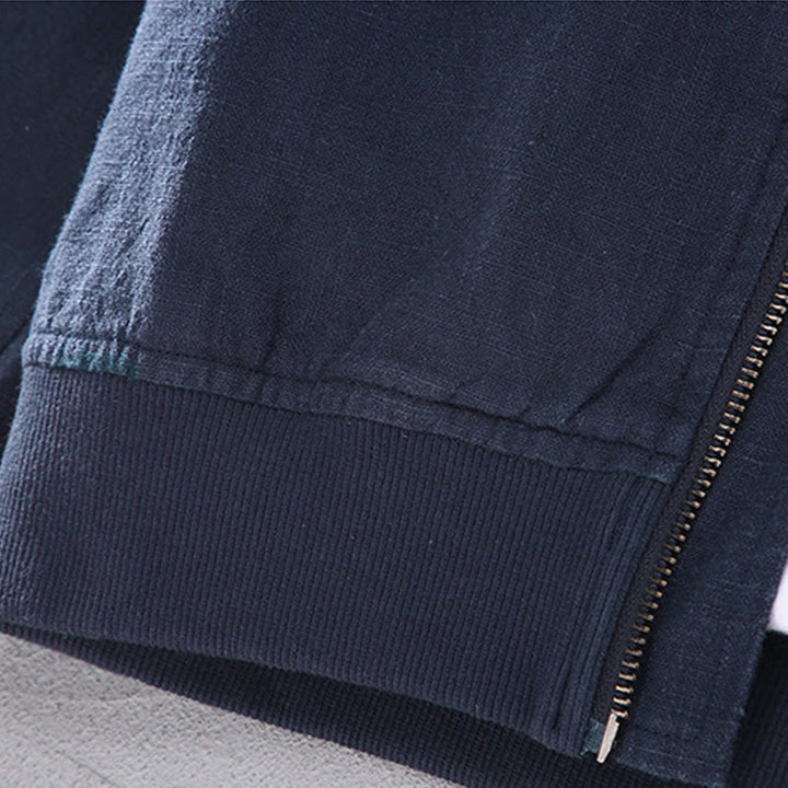 Giacca invernale da uomo in cotone e lino con maniche lunghe, tasche e colletto rialzato, modello Buddha Stones , con cerniera - image 10