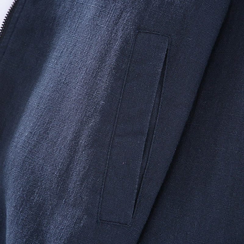 Giacca invernale da uomo in cotone e lino con maniche lunghe, tasche e colletto rialzato, modello Buddha Stones , con cerniera - image 8