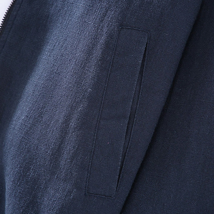 Giacca invernale da uomo in cotone e lino con maniche lunghe, tasche e colletto rialzato, modello Buddha Stones , con cerniera - image 8