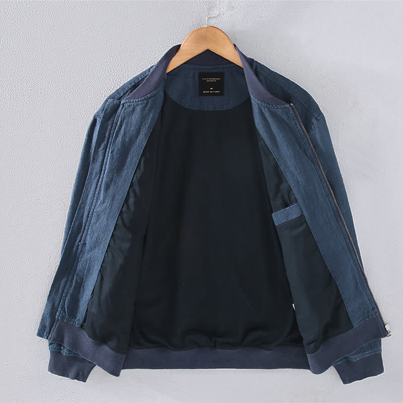 Giacca invernale da uomo in cotone e lino con maniche lunghe, tasche e colletto rialzato, modello Buddha Stones , con cerniera - image 2