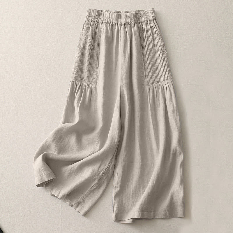 Pantaloni larghi da donna in poliestere elasticizzato con pieghe semplici e tasche, modello Buddha Stones - Tan - US8-10, UK/AU12-14, EU40-42 (2XL) - image 12
