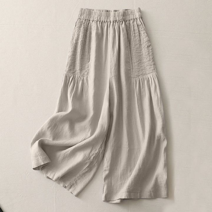 Pantaloni larghi da donna in poliestere elasticizzato con pieghe semplici e tasche, modello Buddha Stones - Tan - US8-10, UK/AU12-14, EU40-42 (2XL) - image 12