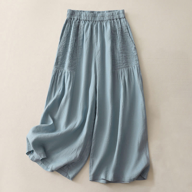 Pantaloni larghi da donna in poliestere elasticizzato con pieghe semplici e tasche, modello Buddha Stones - Azzurro cielo chiaro - US8-10, UK/AU12-14, EU40-42 (2XL) - image 16