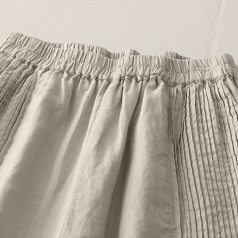 Pantaloni larghi da donna in poliestere elasticizzato con pieghe semplici e tasche, modello Buddha Stones - image 14