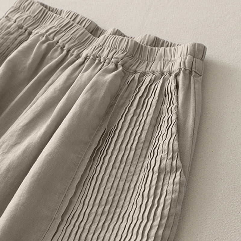 Pantaloni larghi da donna in poliestere elasticizzato con pieghe semplici e tasche, modello Buddha Stones - image 13