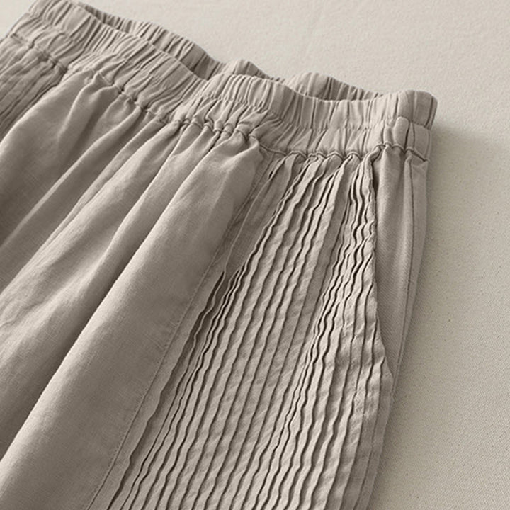 Pantaloni larghi da donna in poliestere elasticizzato con pieghe semplici e tasche, modello Buddha Stones - image 13