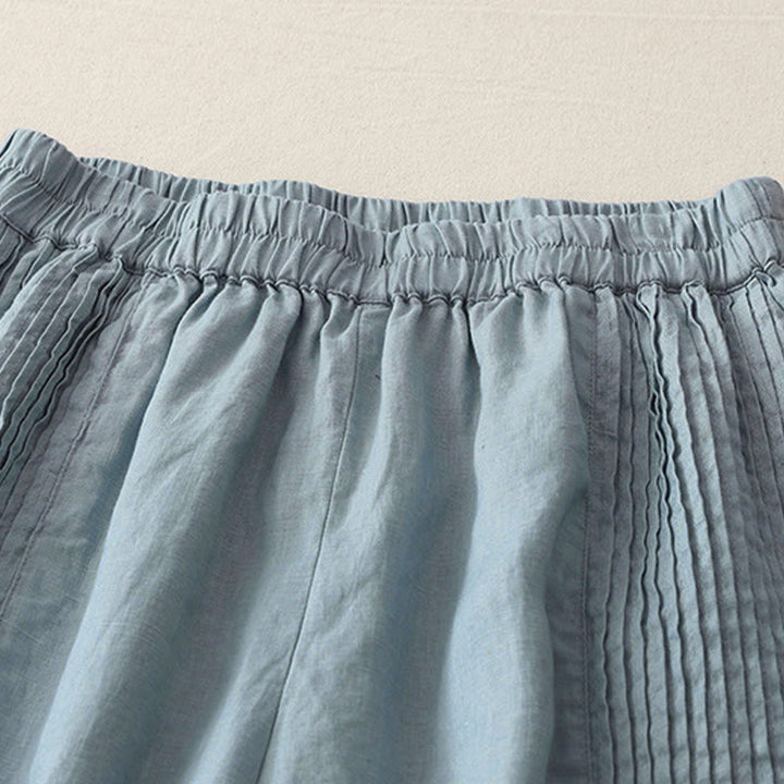 Pantaloni larghi da donna in poliestere elasticizzato con pieghe semplici e tasche, modello Buddha Stones - image 19