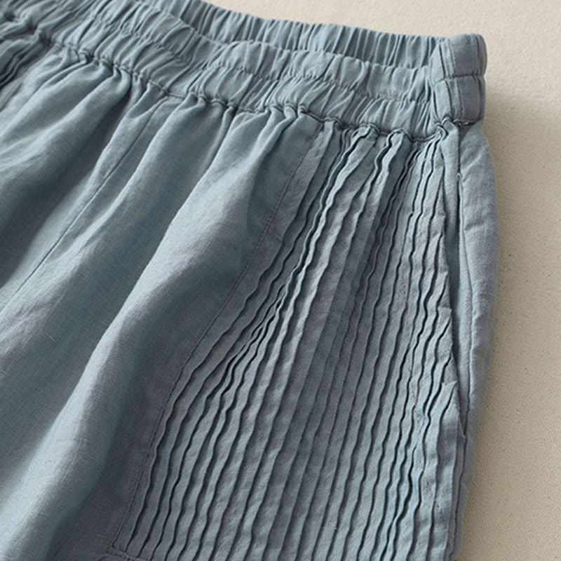 Pantaloni larghi da donna in poliestere elasticizzato con pieghe semplici e tasche, modello Buddha Stones - image 17