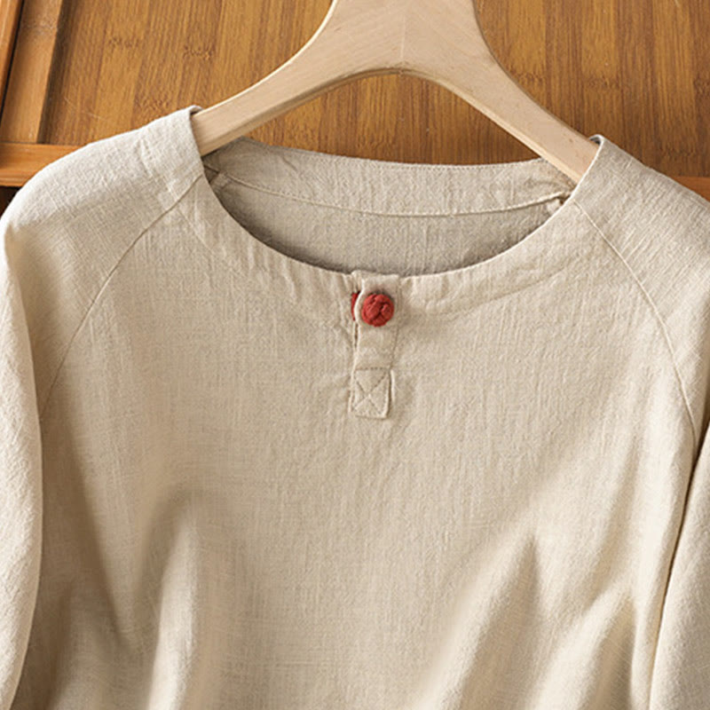 Camicia da donna casual in cotone e poliestere a maniche lunghe con motivo Buddha Stones - image 2