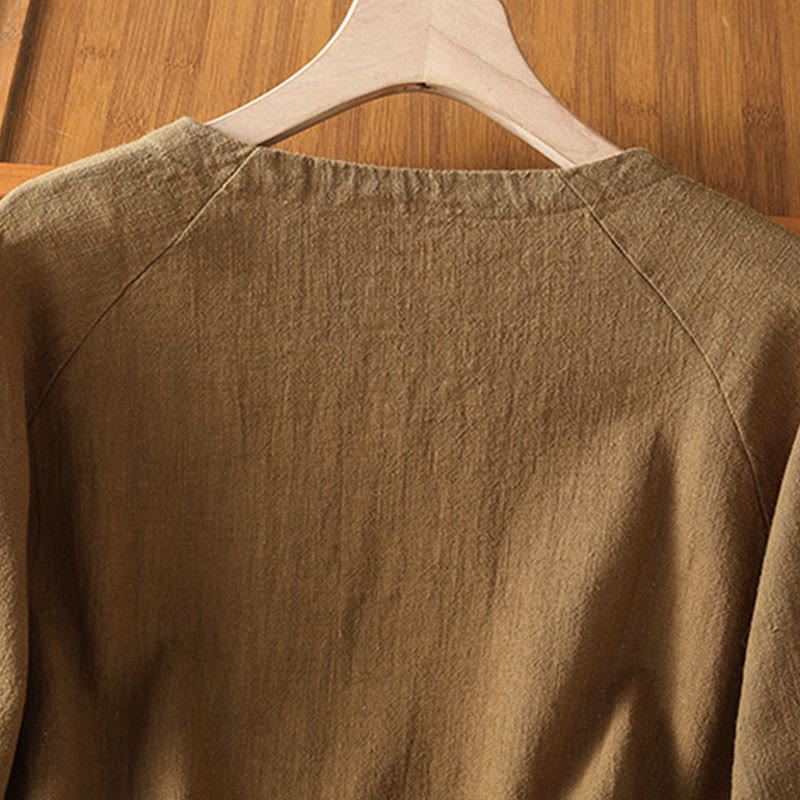 Camicia da donna casual in cotone e poliestere a maniche lunghe con motivo Buddha Stones - image 19