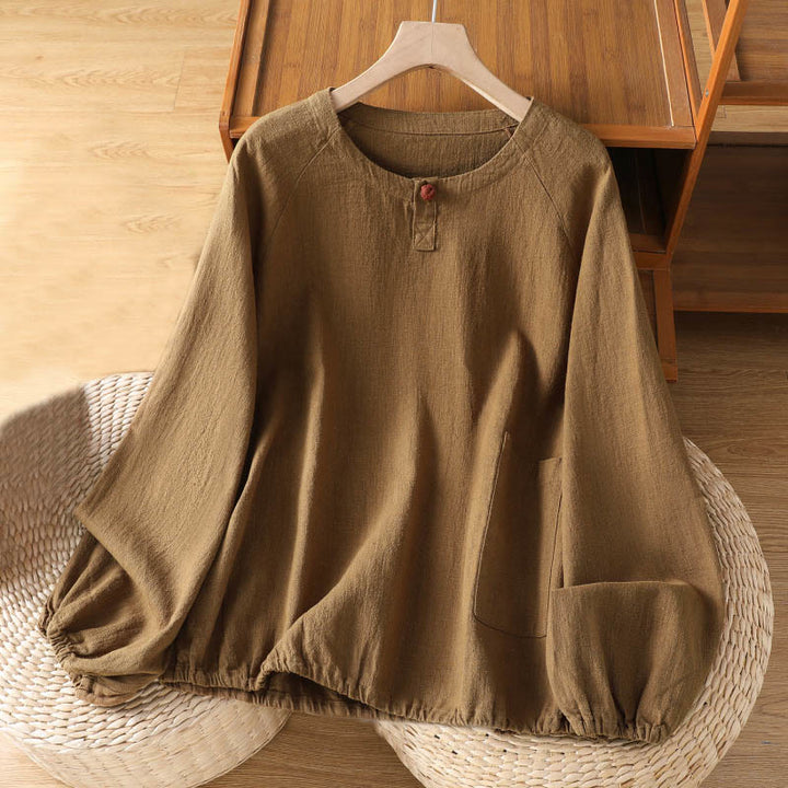 Camicia da donna casual in cotone e poliestere a maniche lunghe con motivo Buddha Stones - Perù - US14, UK/AU18, EU46 (2XL) - image 15