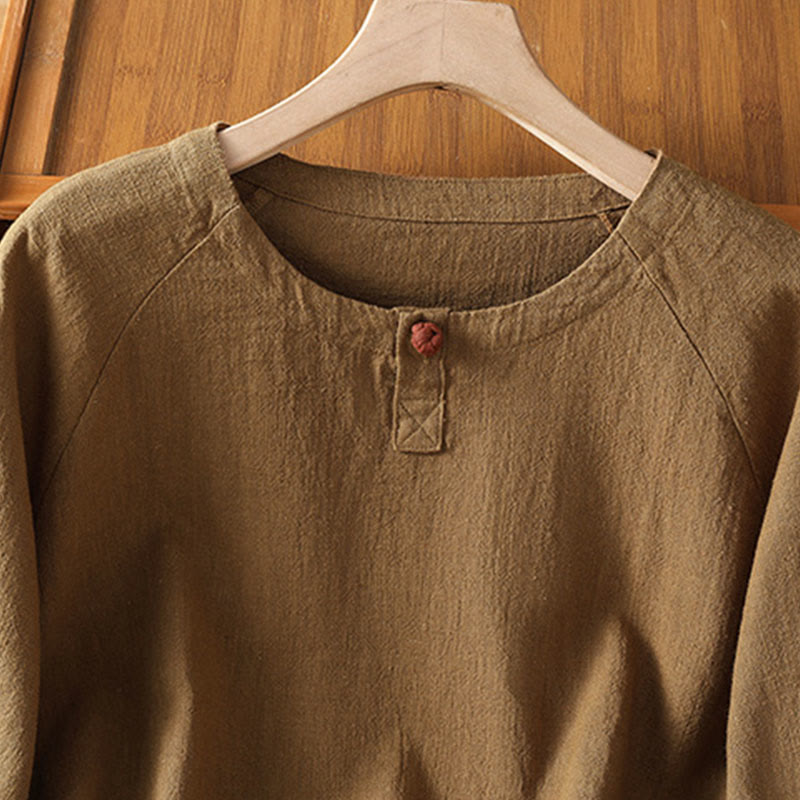 Camicia da donna casual in cotone e poliestere a maniche lunghe con motivo Buddha Stones - image 17