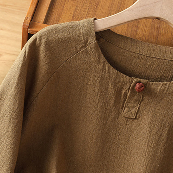 Camicia da donna casual in cotone e poliestere a maniche lunghe con motivo Buddha Stones - image 18